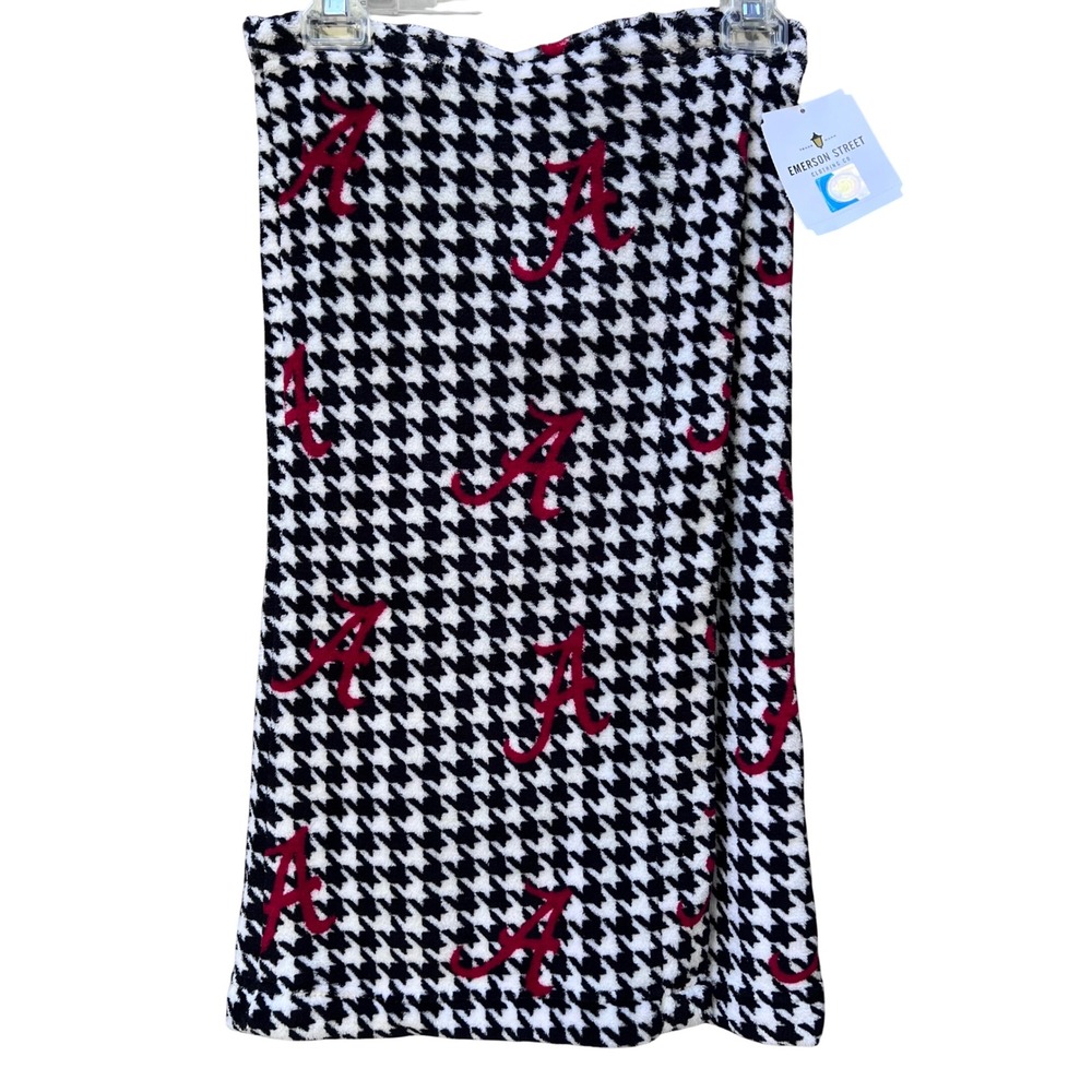NWT Alabama Crimson Tide Houndstooth Spa Wrap Black White Red XS/S BAMA Spirit